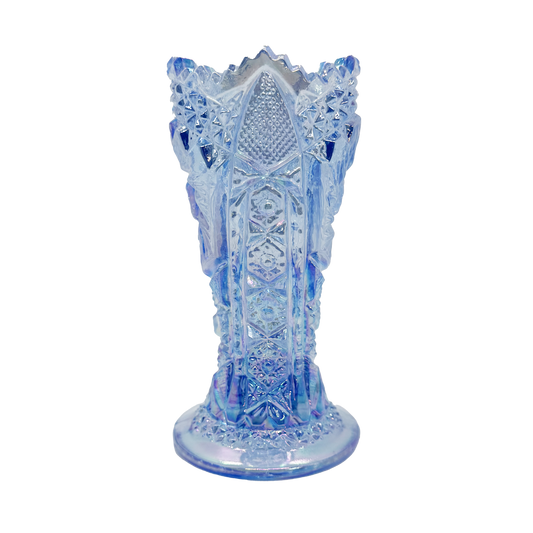 Blue Carnival L.E. Smith Whirling Star Vase