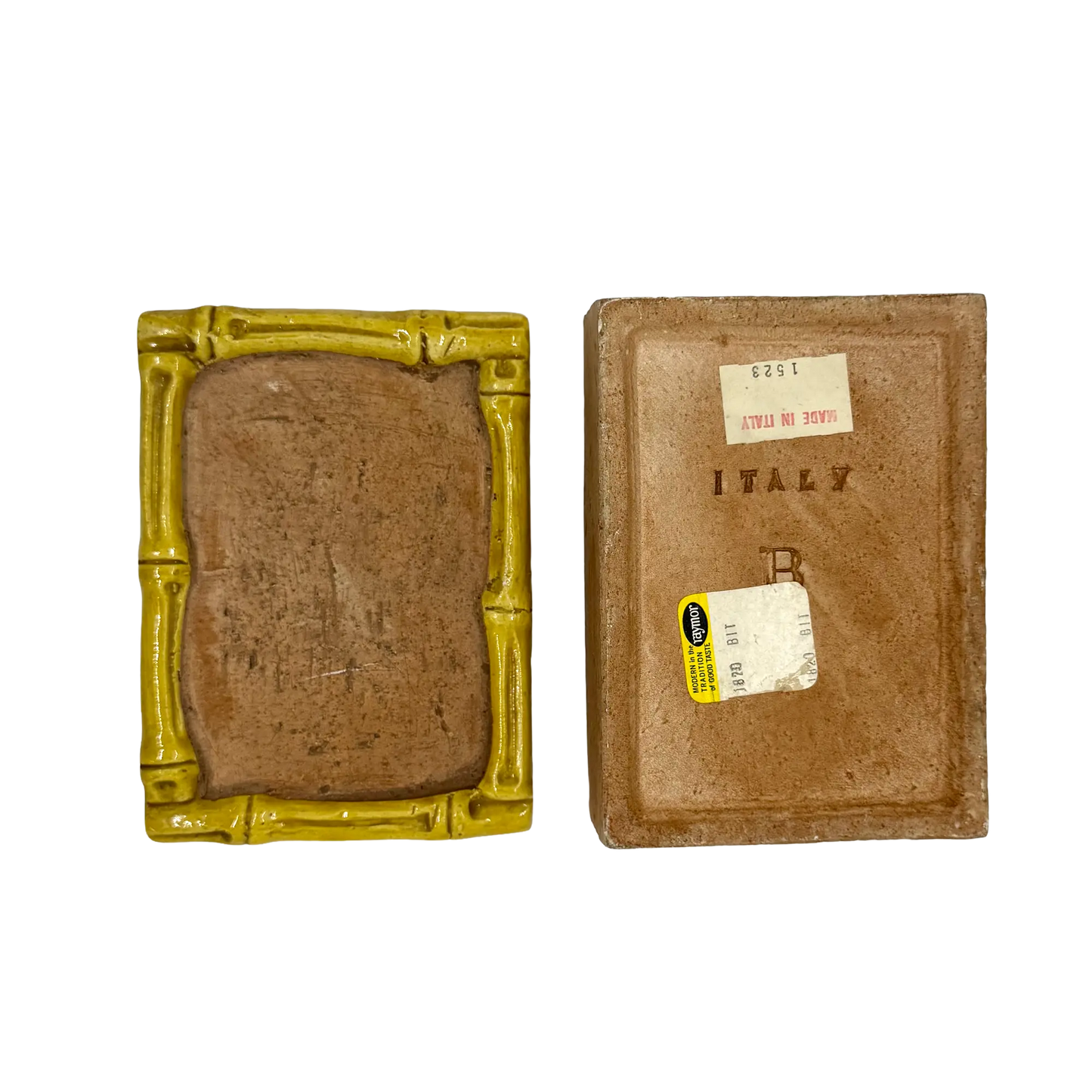 Bitossi Pottery Bamboo Cigarette Box - bottom and lid