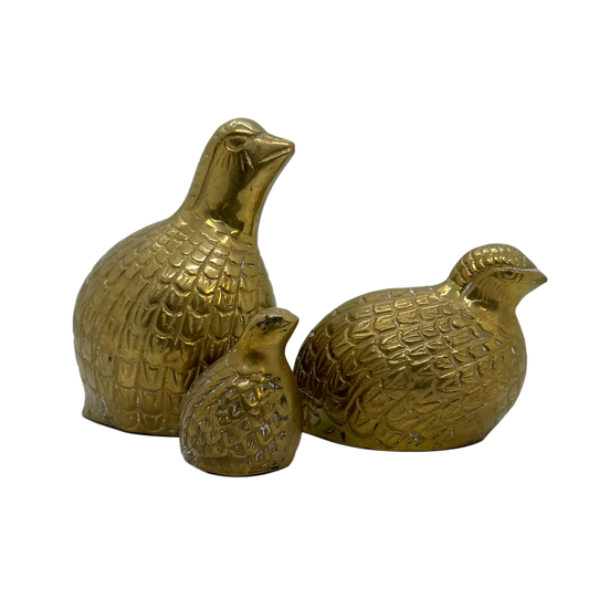 Set of 3 Brass Quails