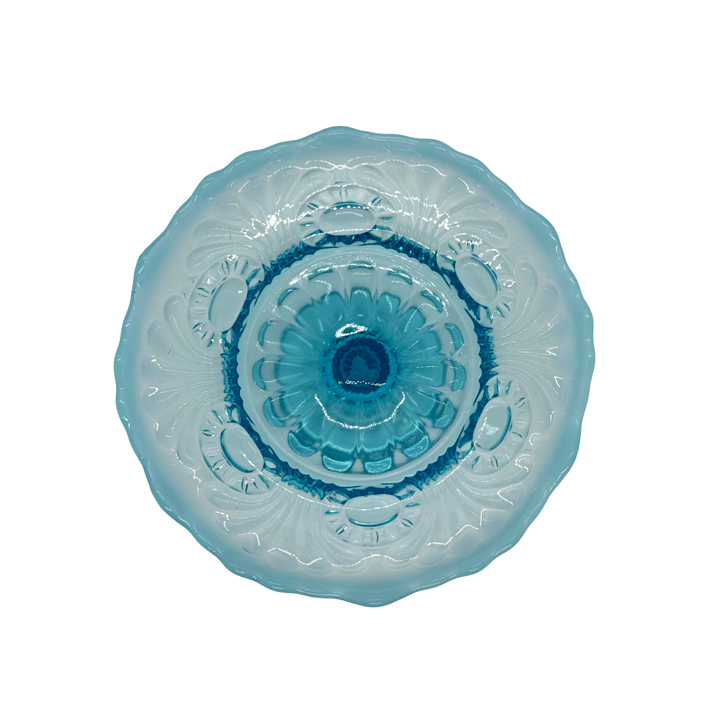 Blue Opalescent Fenton Tokyo Compote