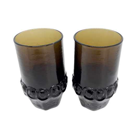 Pair of Tiffin Madeira Brown Tumblers - front