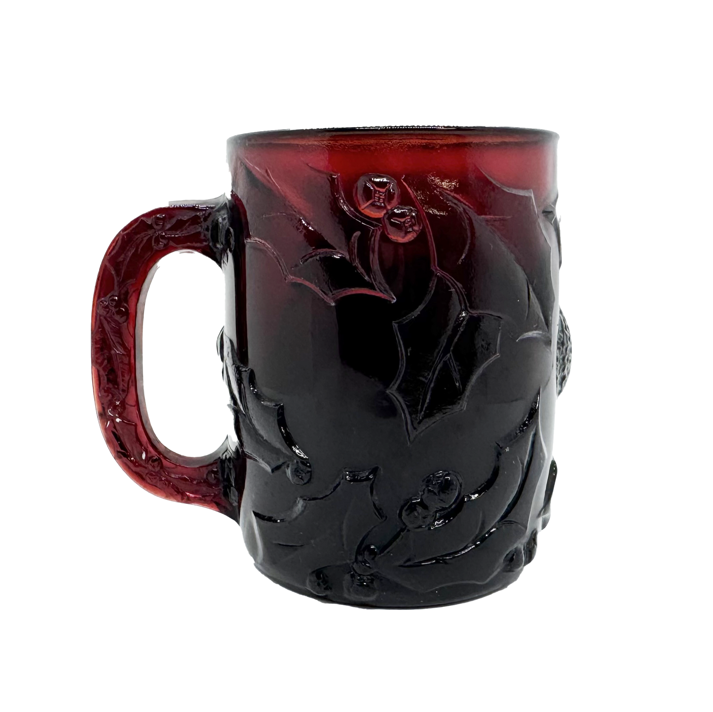 Ruby Arcoroc Santa Mug - back