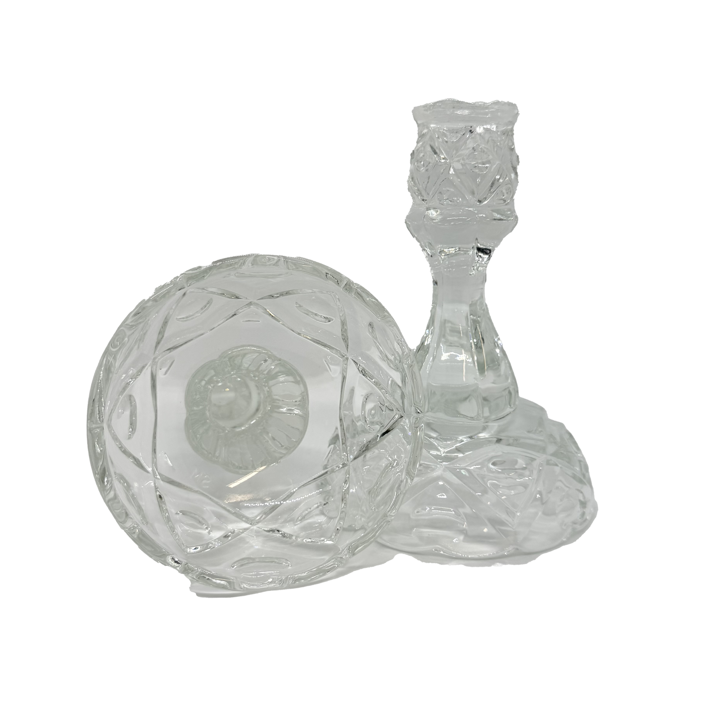 Viking Crystal Thumbprint Candlesticks