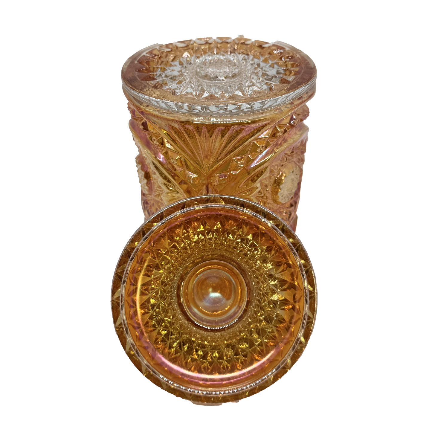 Marigold Carnival Hobstar Biscuit Jar
