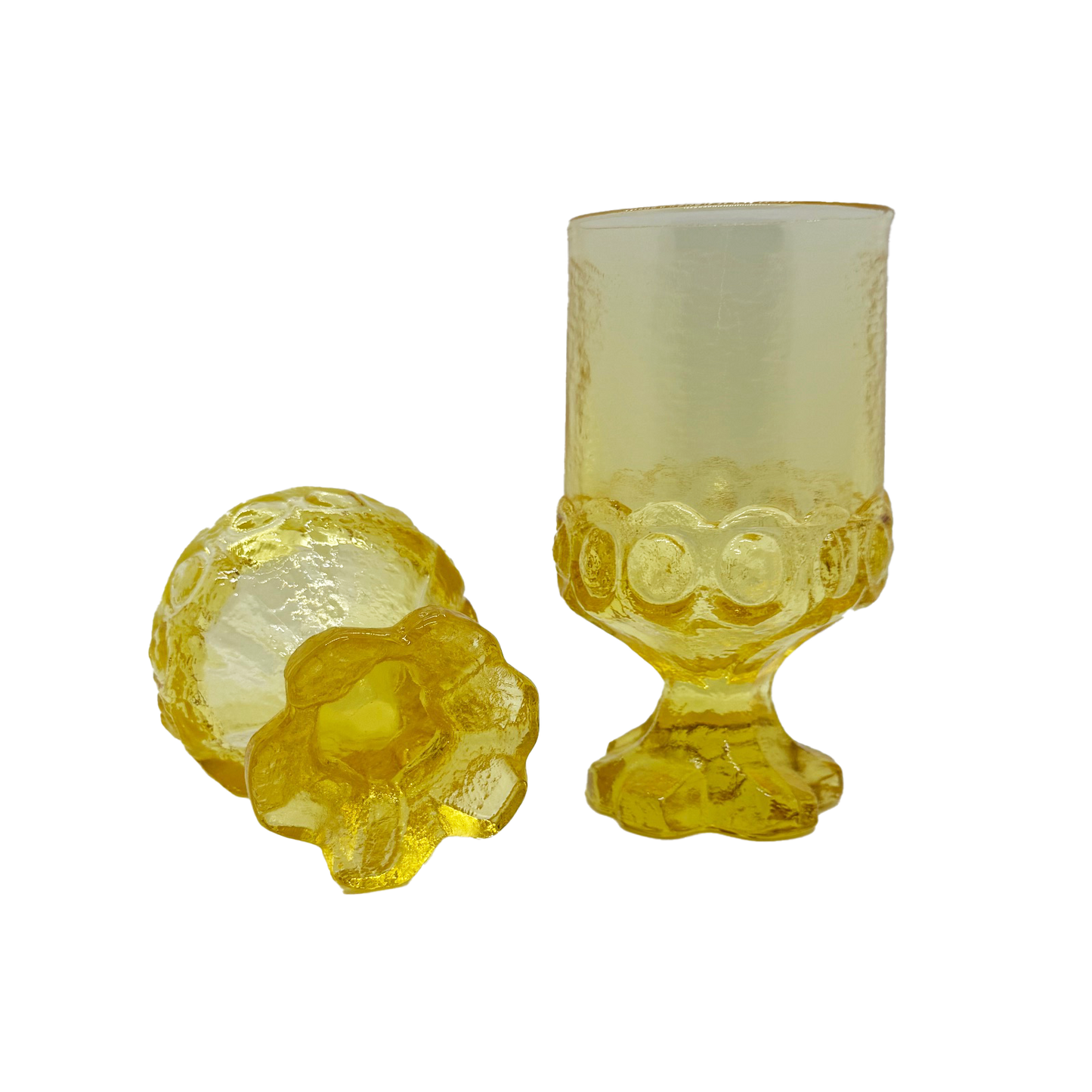 Pair of Cornsilk Tiffin Madeira Goblets