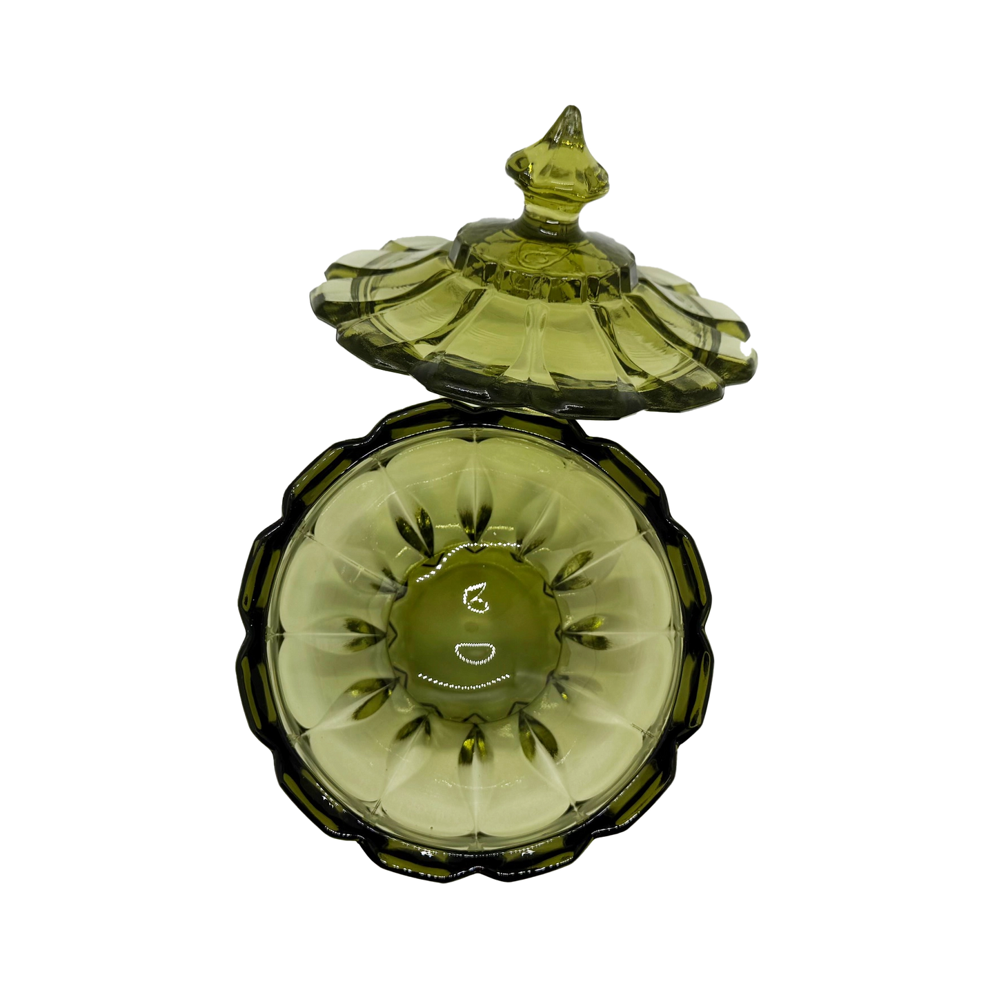 Fenton Colonial Green Valencia Candy Dish
