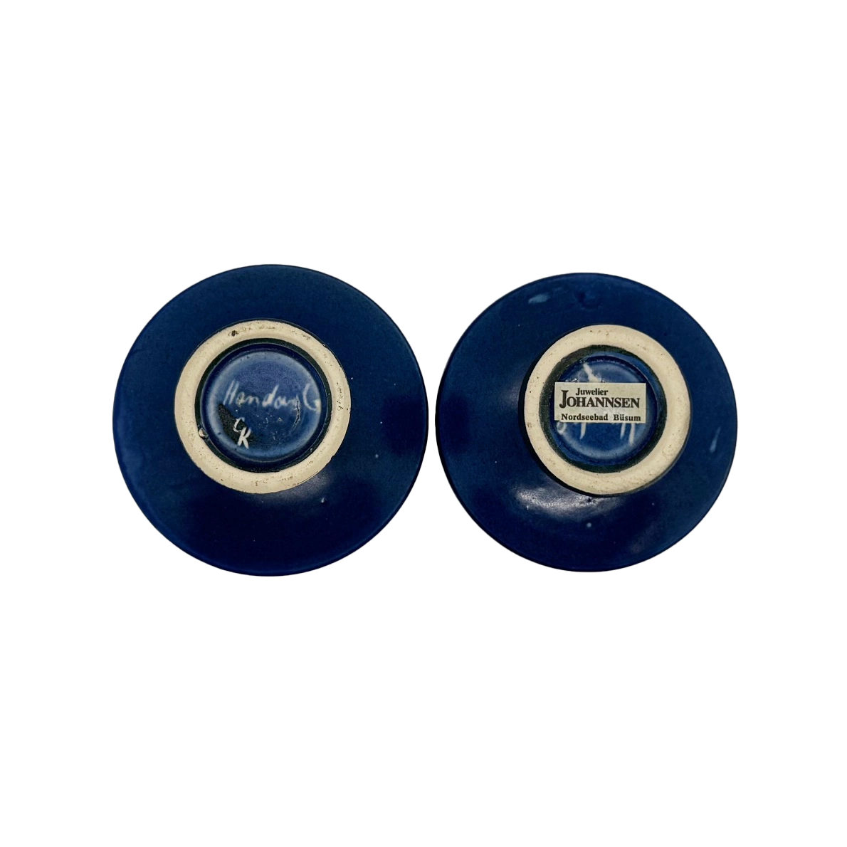 Blue German Pottery Candle Holders