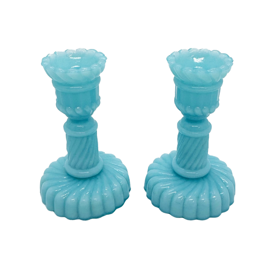 Portieux Vallerysthal French Opaline Candlesticks