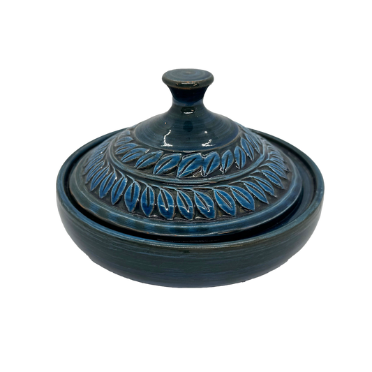 Blue Bitossi Pottery Lidded Dish