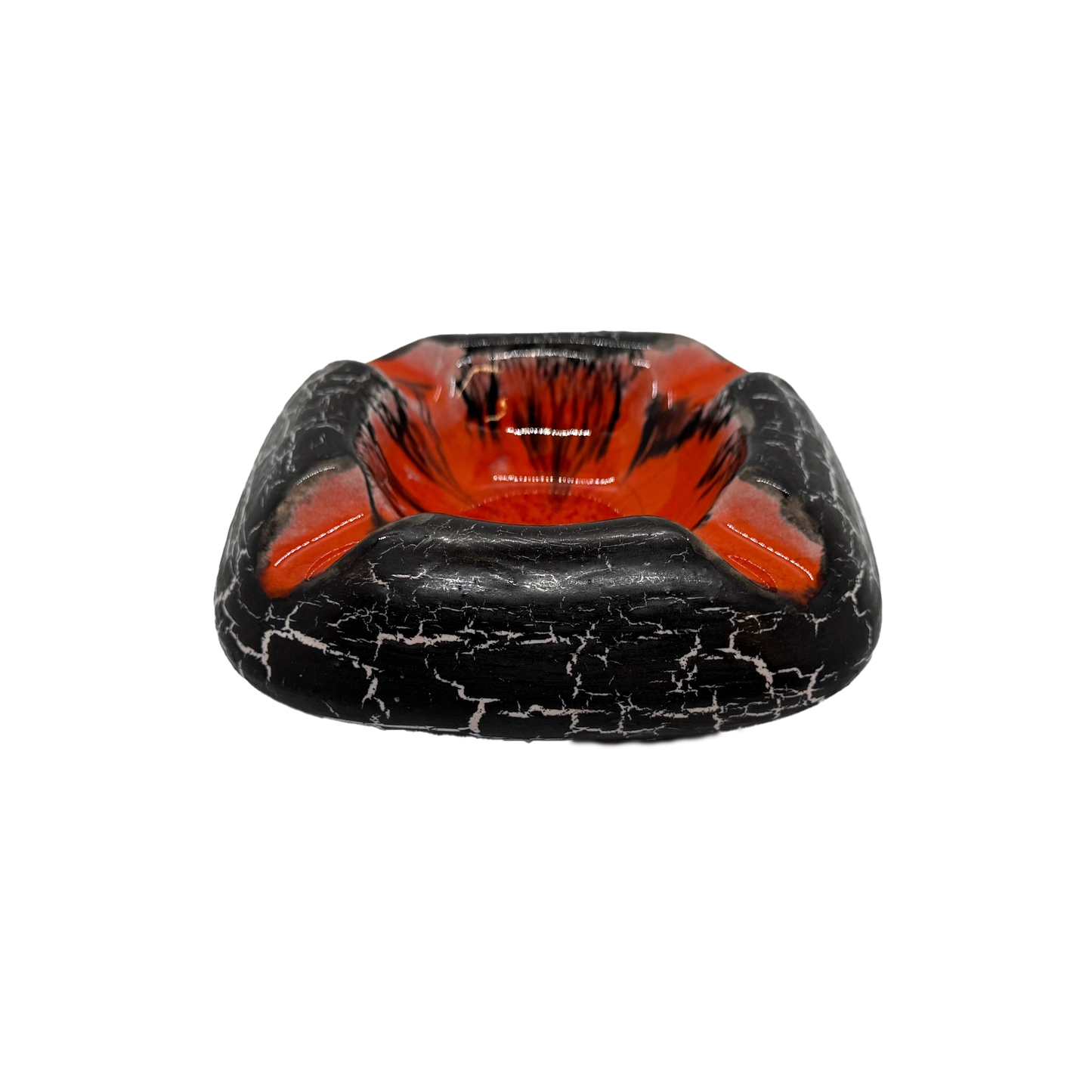 Black and Orange MCM Pottery Ashtray