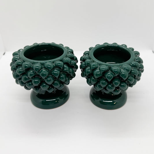 Green Caltagirone Pinecone Candle Holders