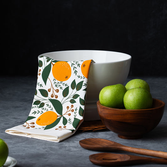 Winter Oranges Tea Towel