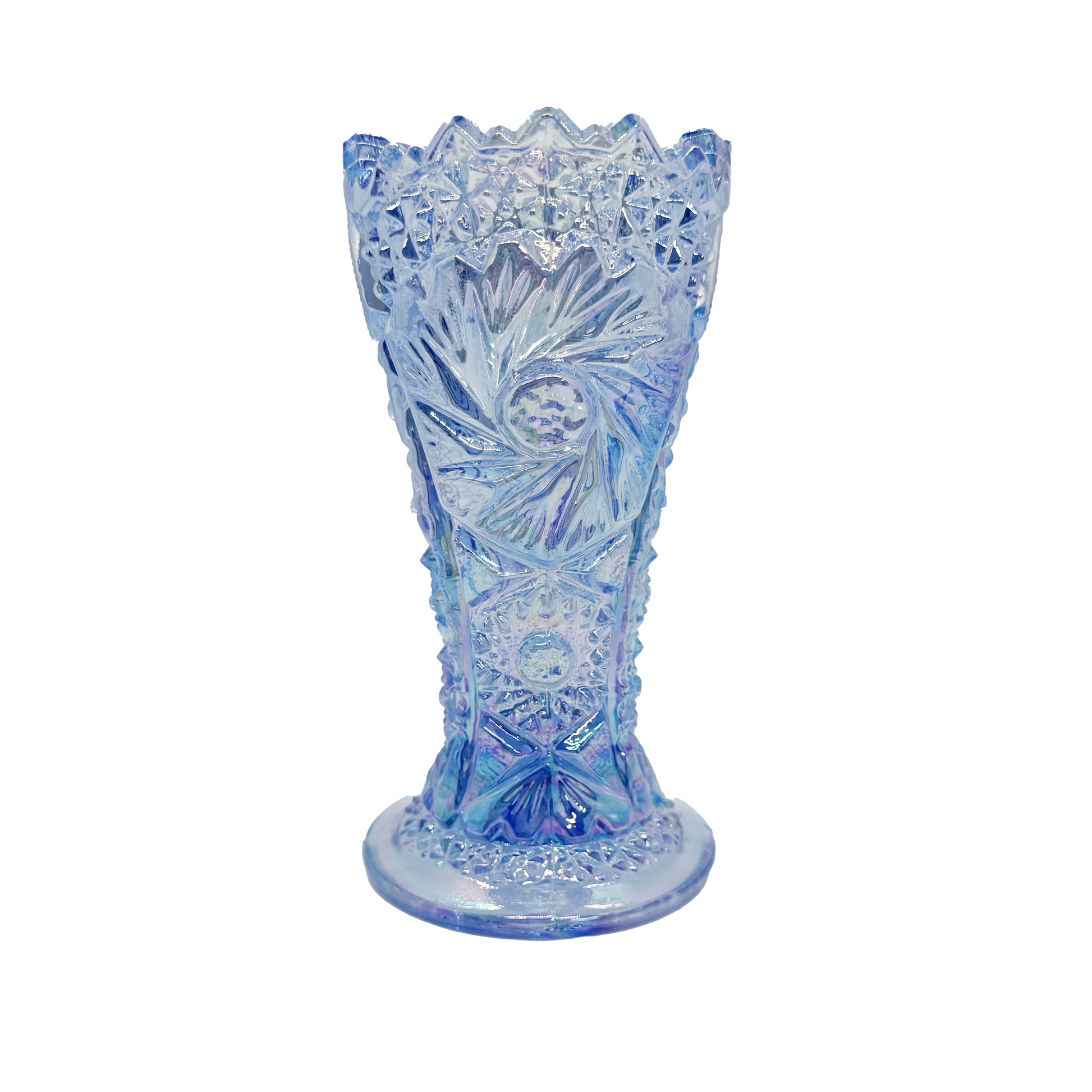 Blue Carnival L.E. Smith Whirling Star Vase