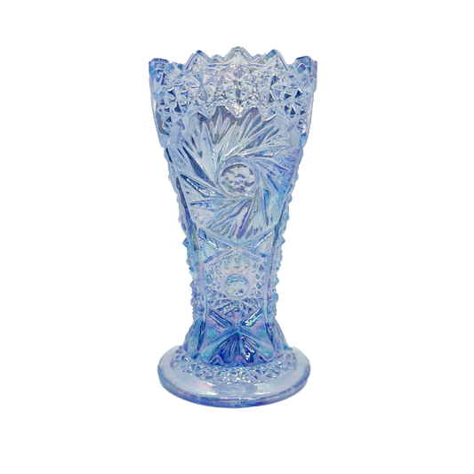 Blue Carnival L.E. Smith Whirling Star Vase