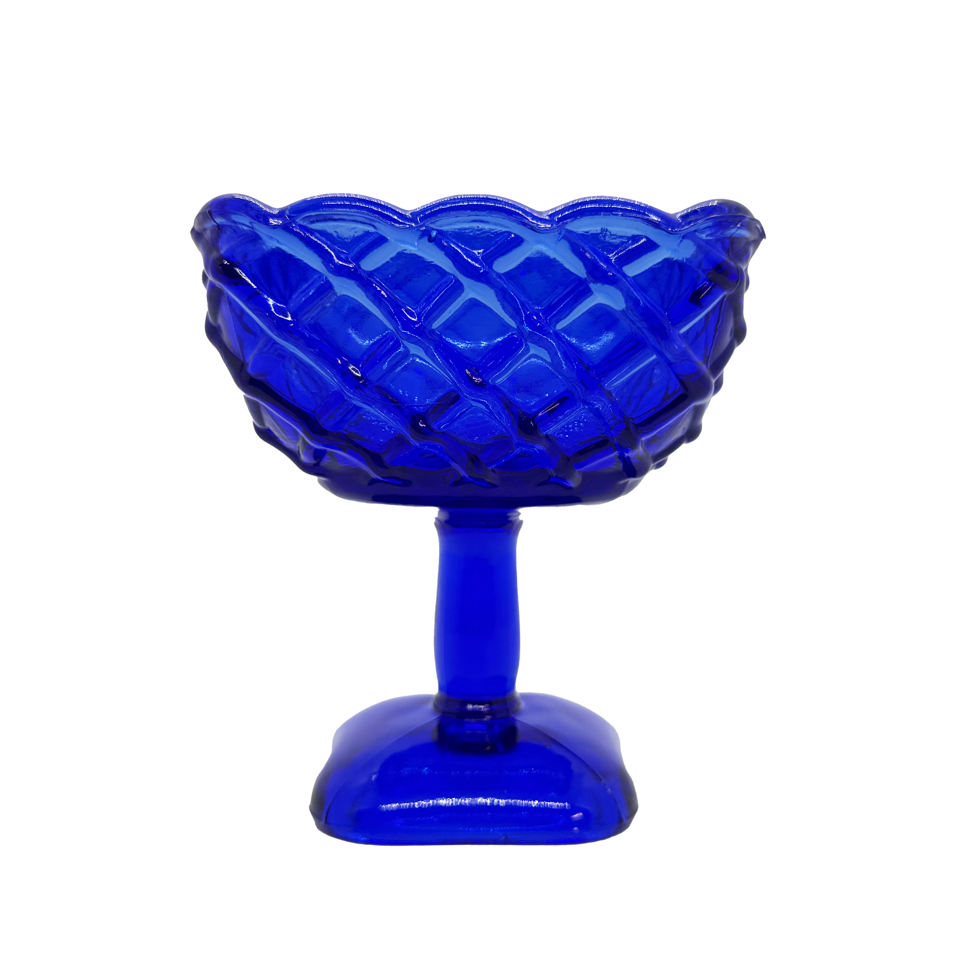 Cobalt L.E. Smith Trellis Compote