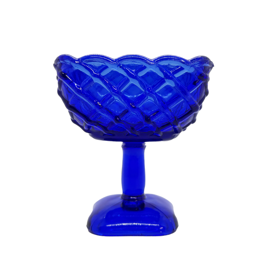 Cobalt L.E. Smith Trellis Compote