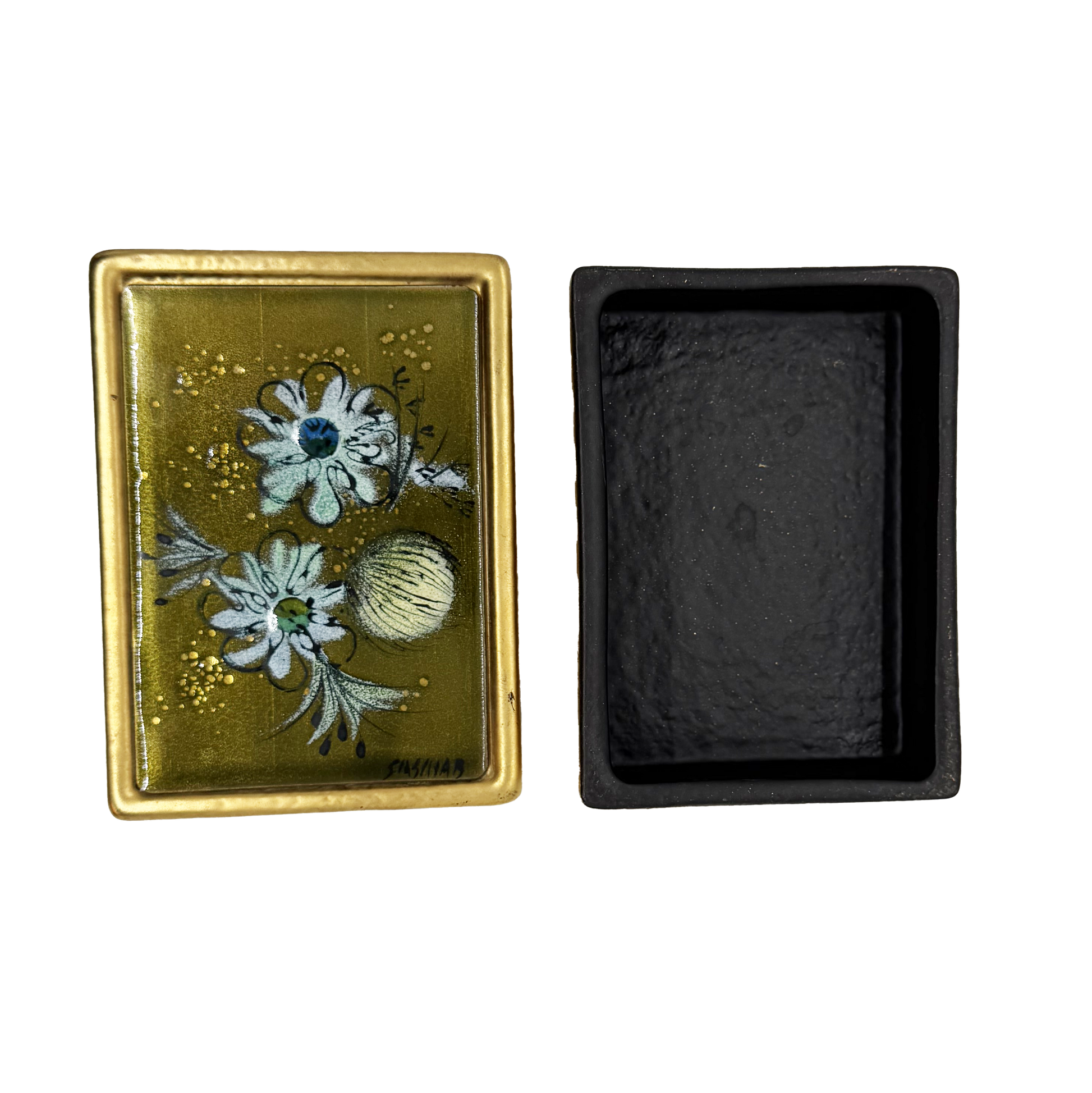 Ceramic Sasha Brastoff Cigarette Box - inside