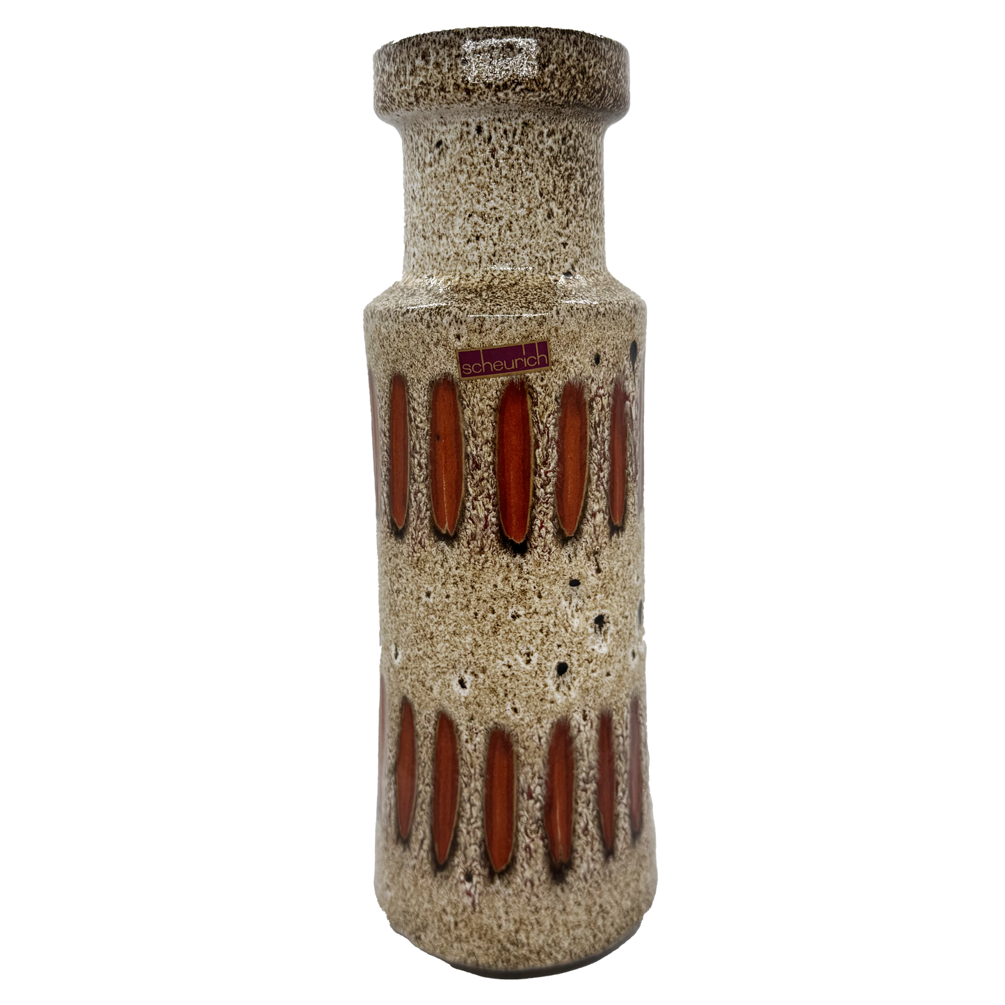 Brown and Orange West German Pottery Vase - front 2