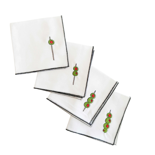 Martini Olive Cloth Cocktail Napkins
