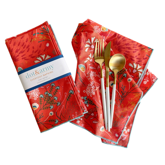 Papaya Peacock Cloth Napkins