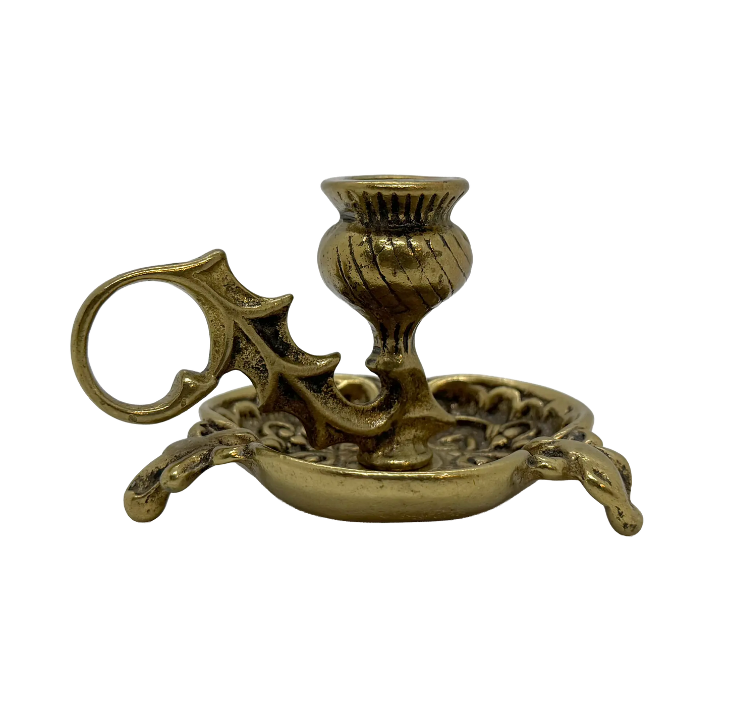 Scottish Thistle Brass Candlestick
