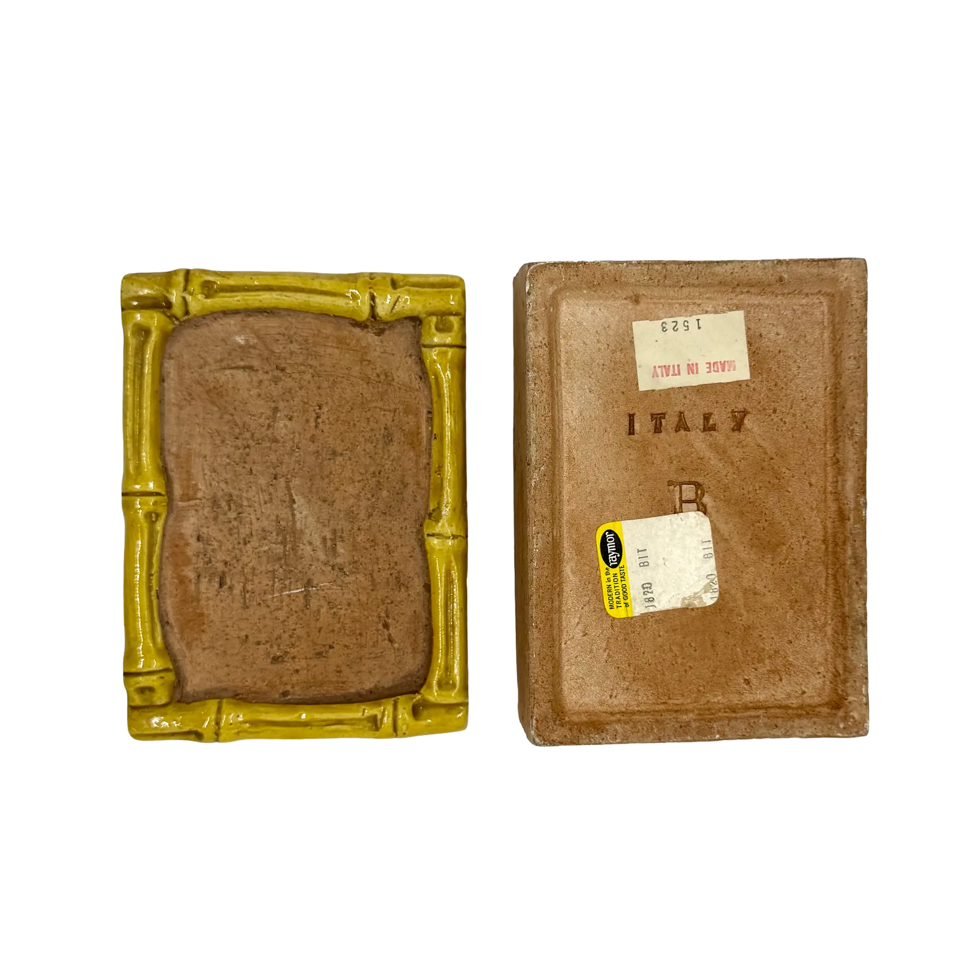 Bitossi Pottery Bamboo Cigarette Box - bottom and lid