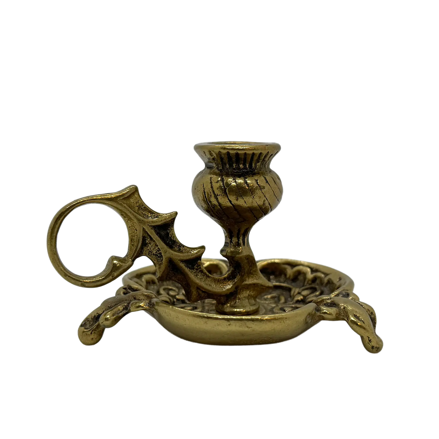 Scottish Thistle Brass Candlestick