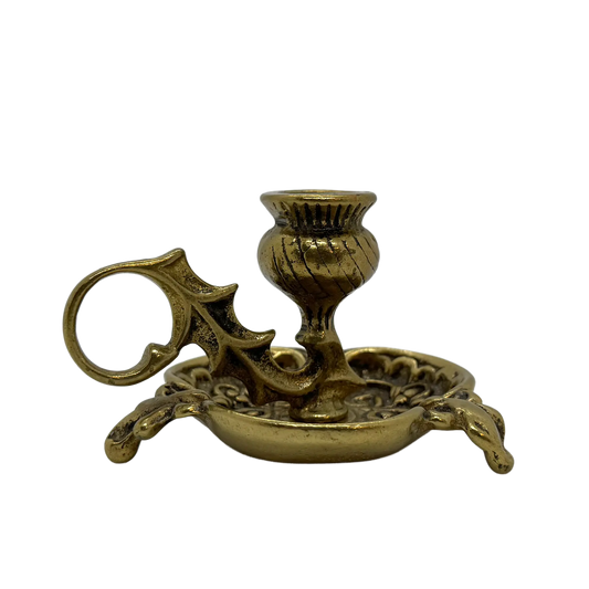 Scottish Thistle Brass Candlestick