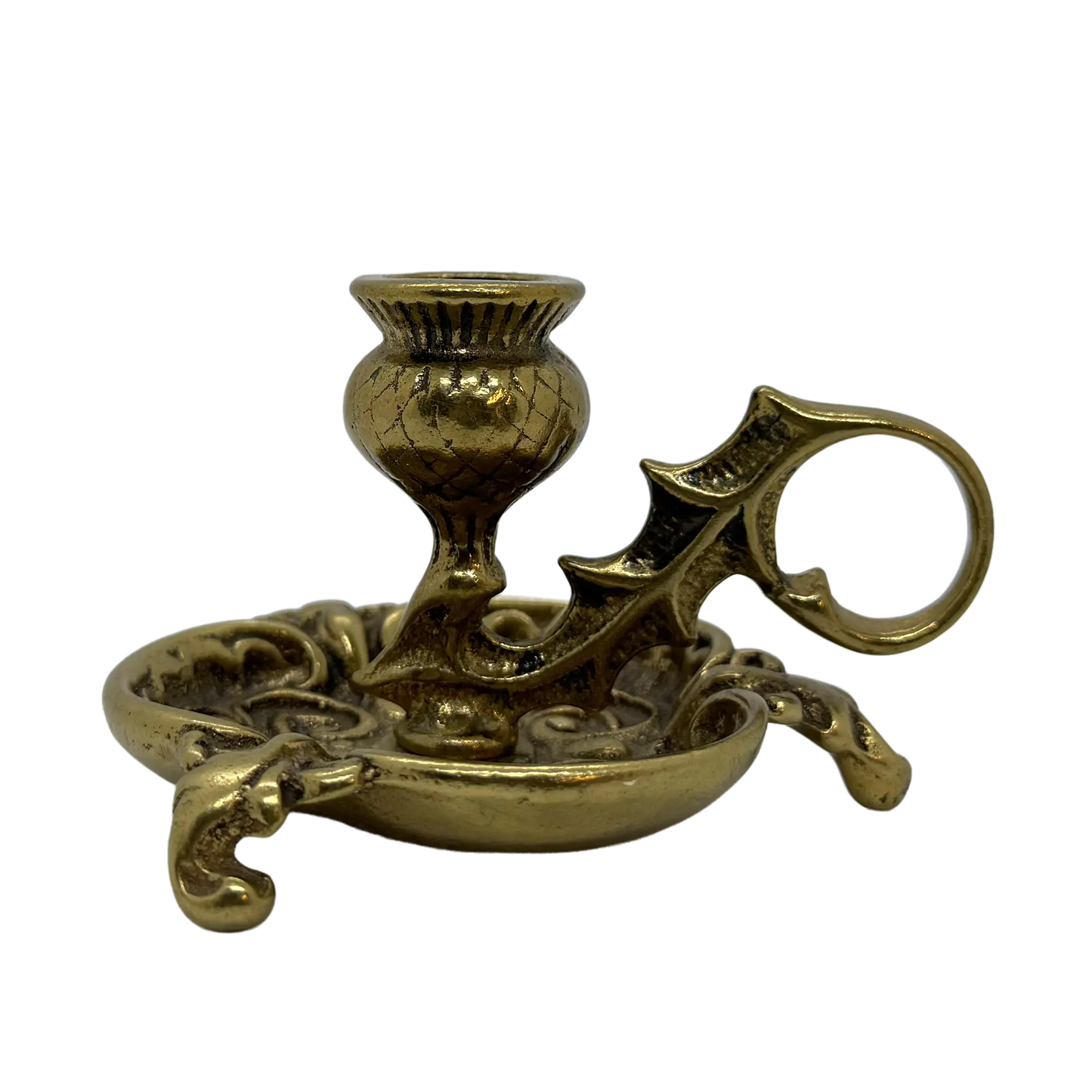 Scottish Thistle Brass Candlestick