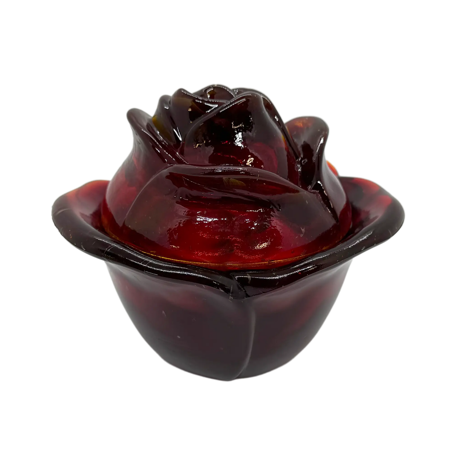 Amberina Red L.E. Smith Rose Candy Dish