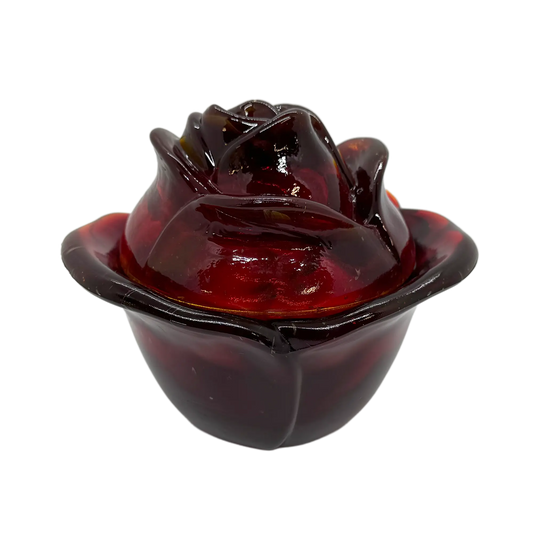 Amberina Red L.E. Smith Rose Candy Dish