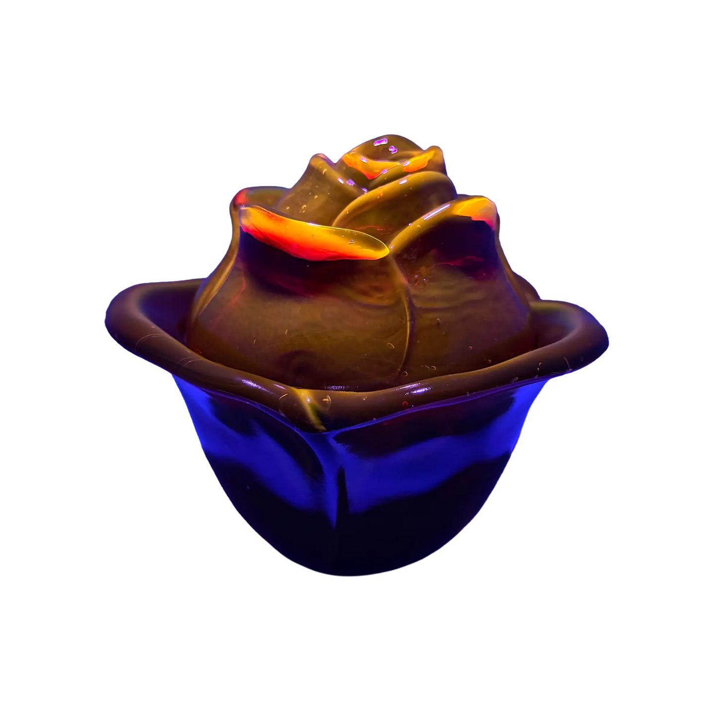 Amberina Red L.E. Smith Rose Candy Dish