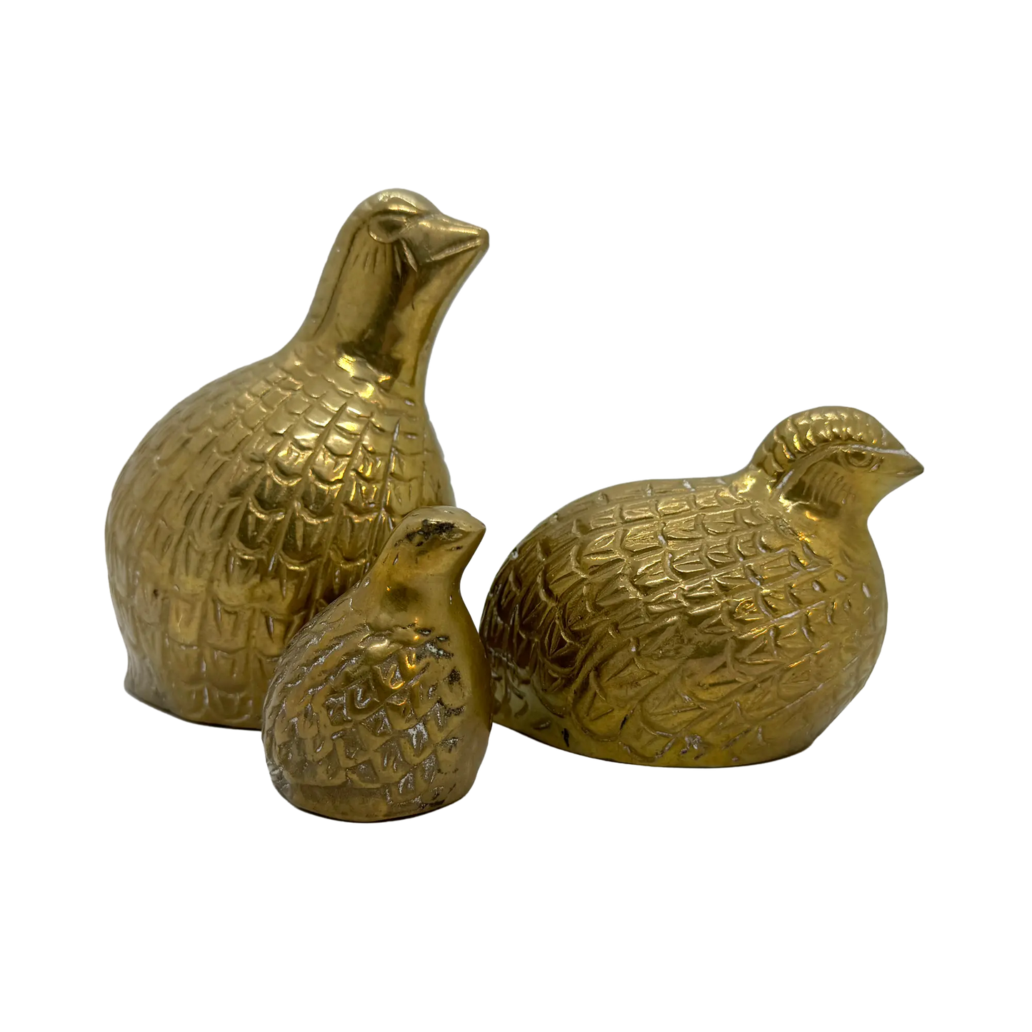 Set of 3 Brass Quails