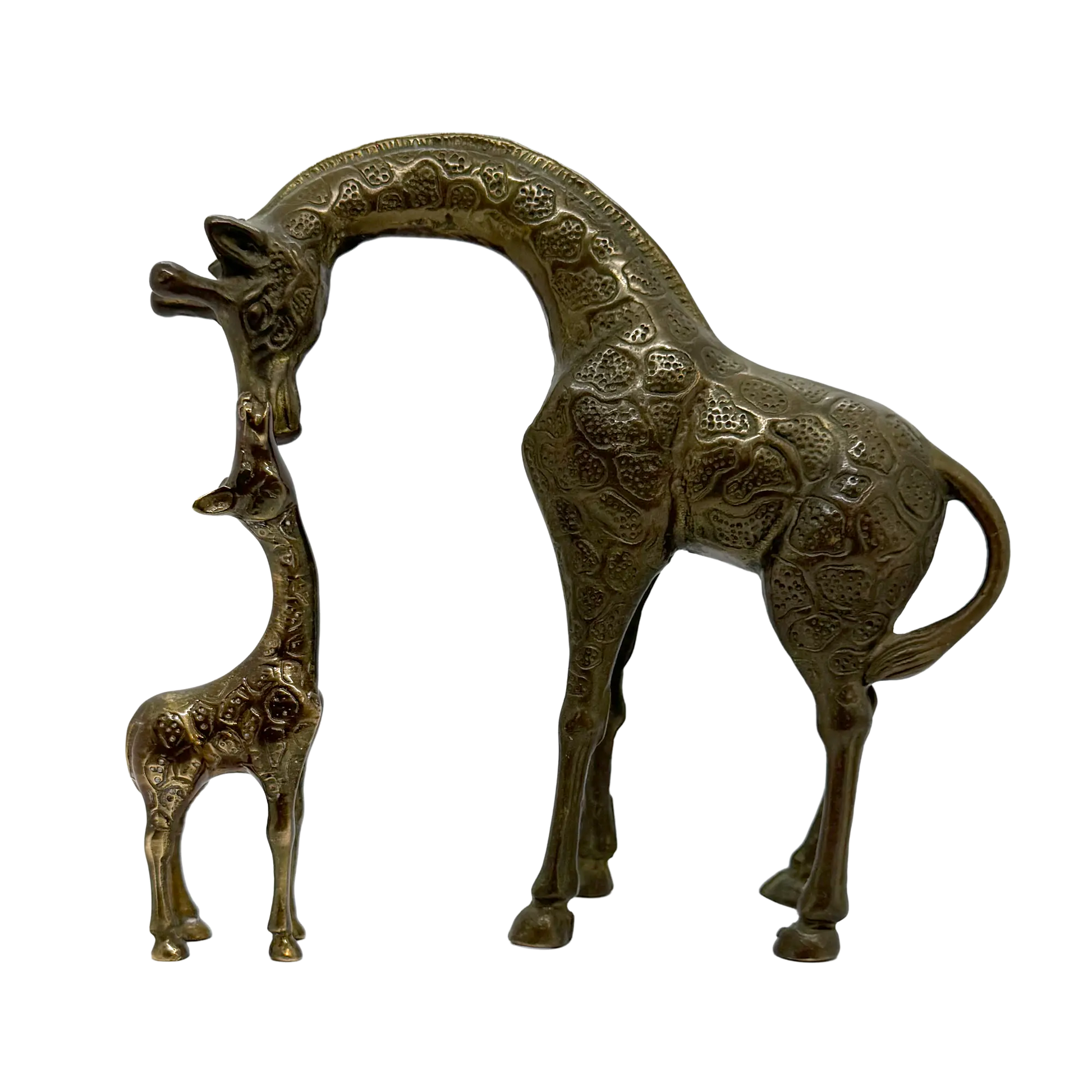 Baby and Mama Brass Giraffe Set