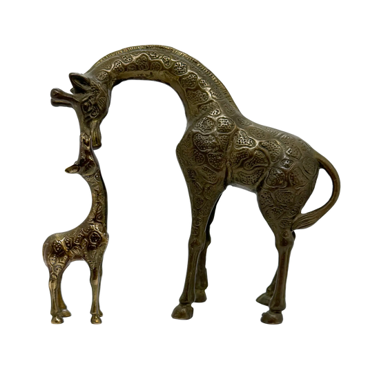 Baby and Mama Brass Giraffe Set