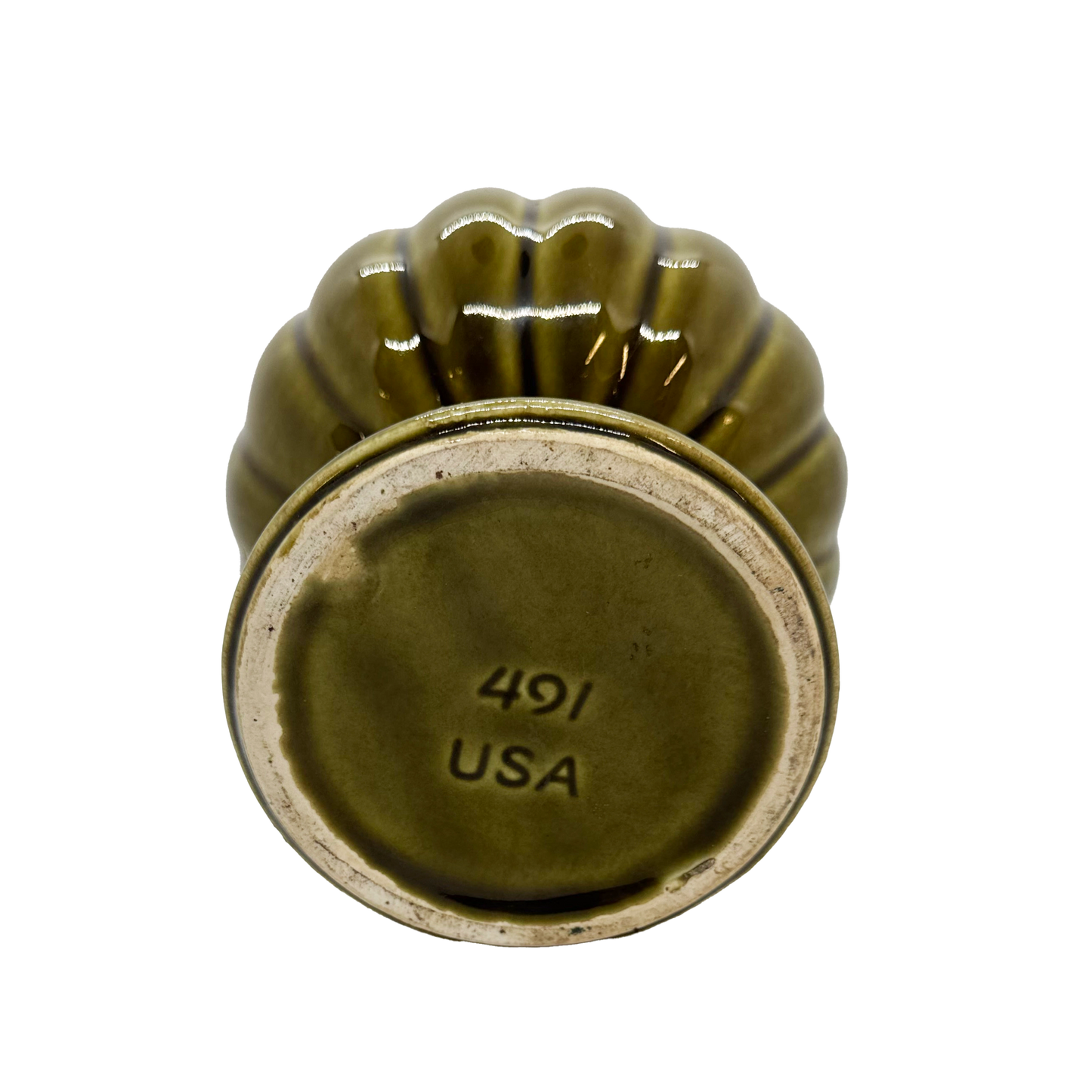 Green USA Pottery Ribbed Planter
