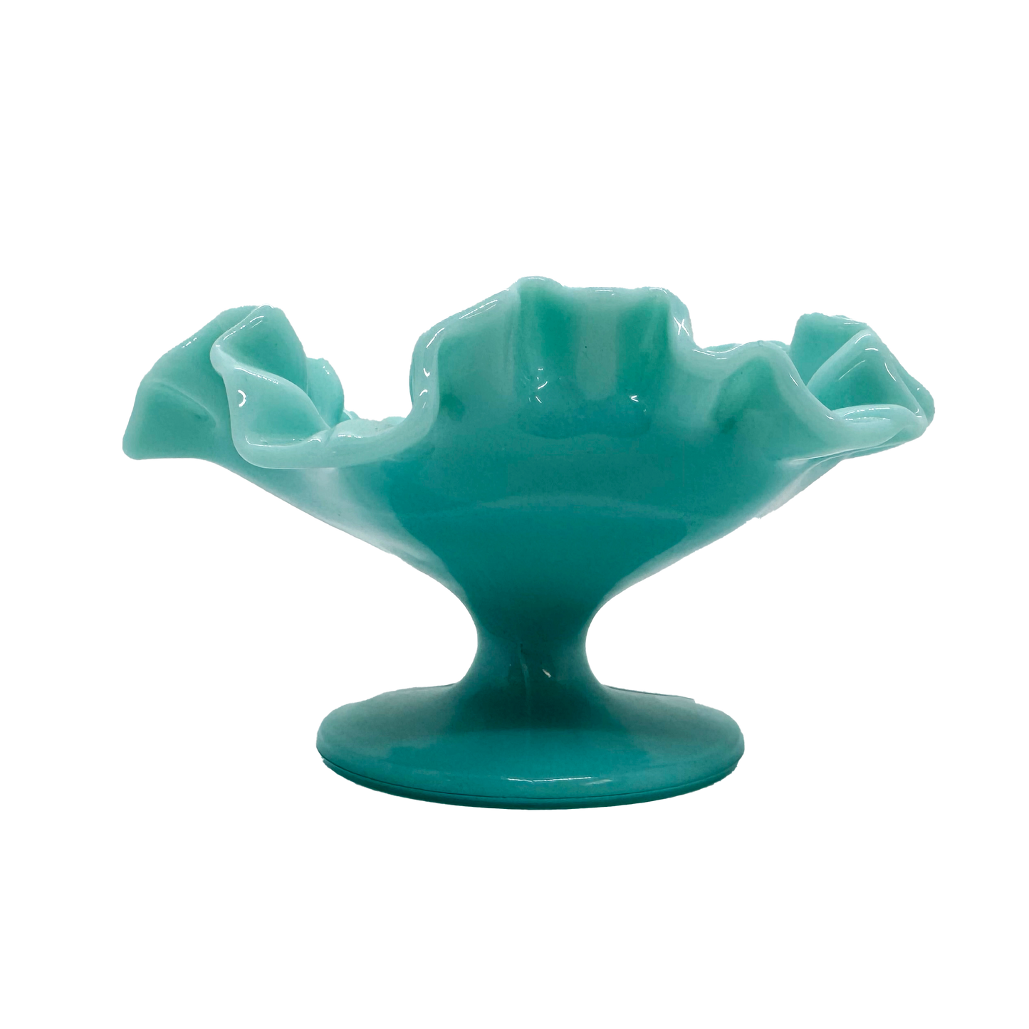 Turquoise Milk Glass Fenton Compote