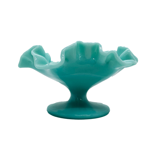 Turquoise Milk Glass Fenton Compote