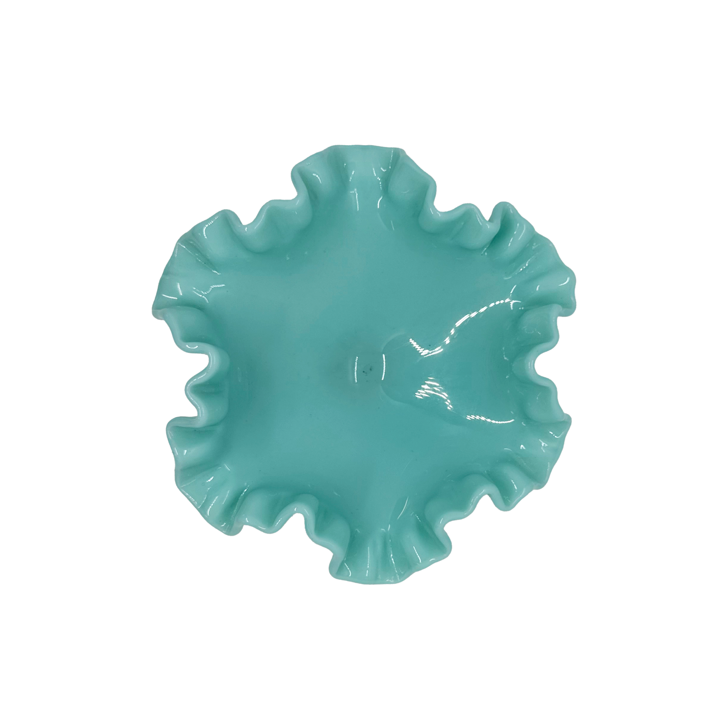 Turquoise Milk Glass Fenton Compote