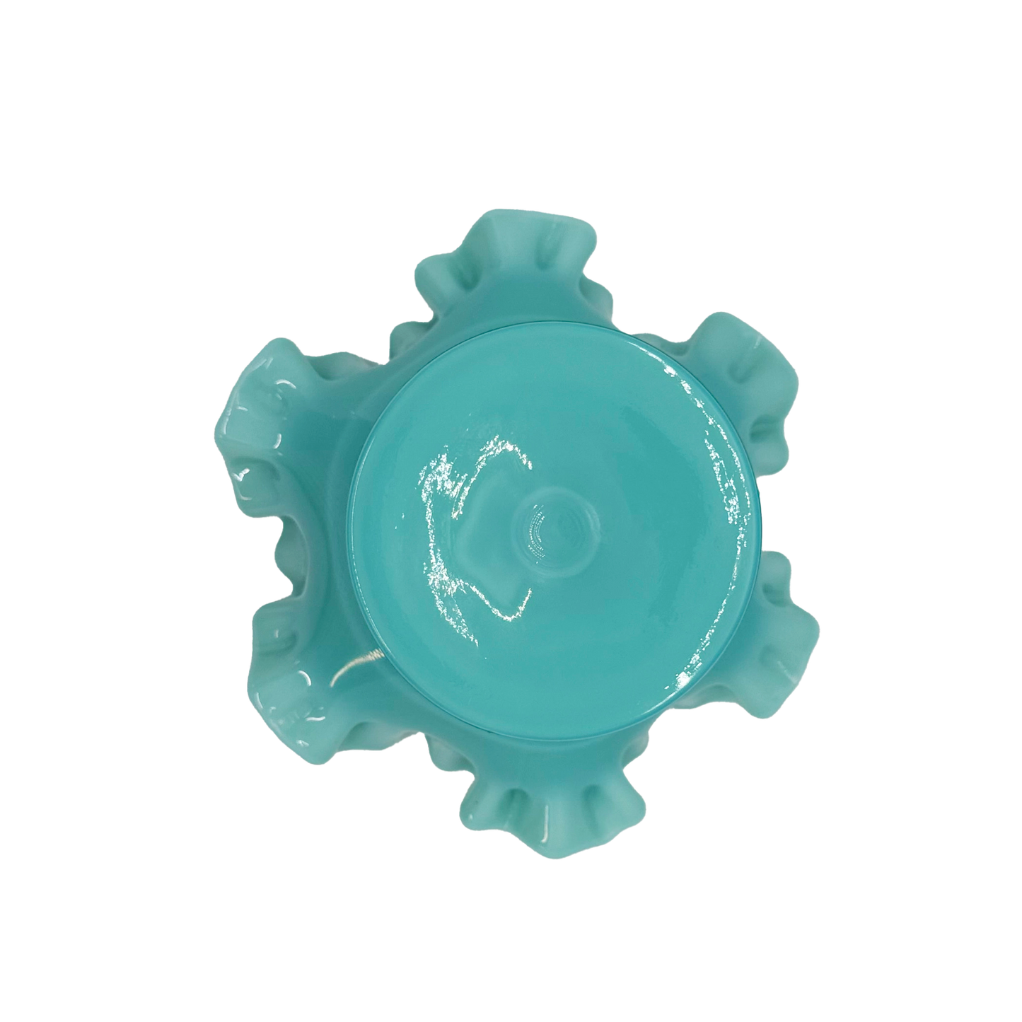 Turquoise Milk Glass Fenton Compote