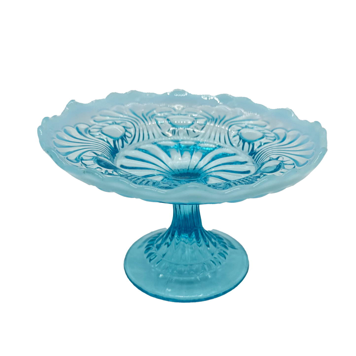 Blue Opalescent Fenton Tokyo Compote