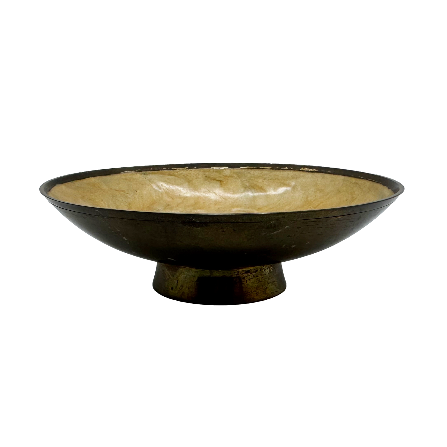 Floral Enameled Brass Pedestal Dish