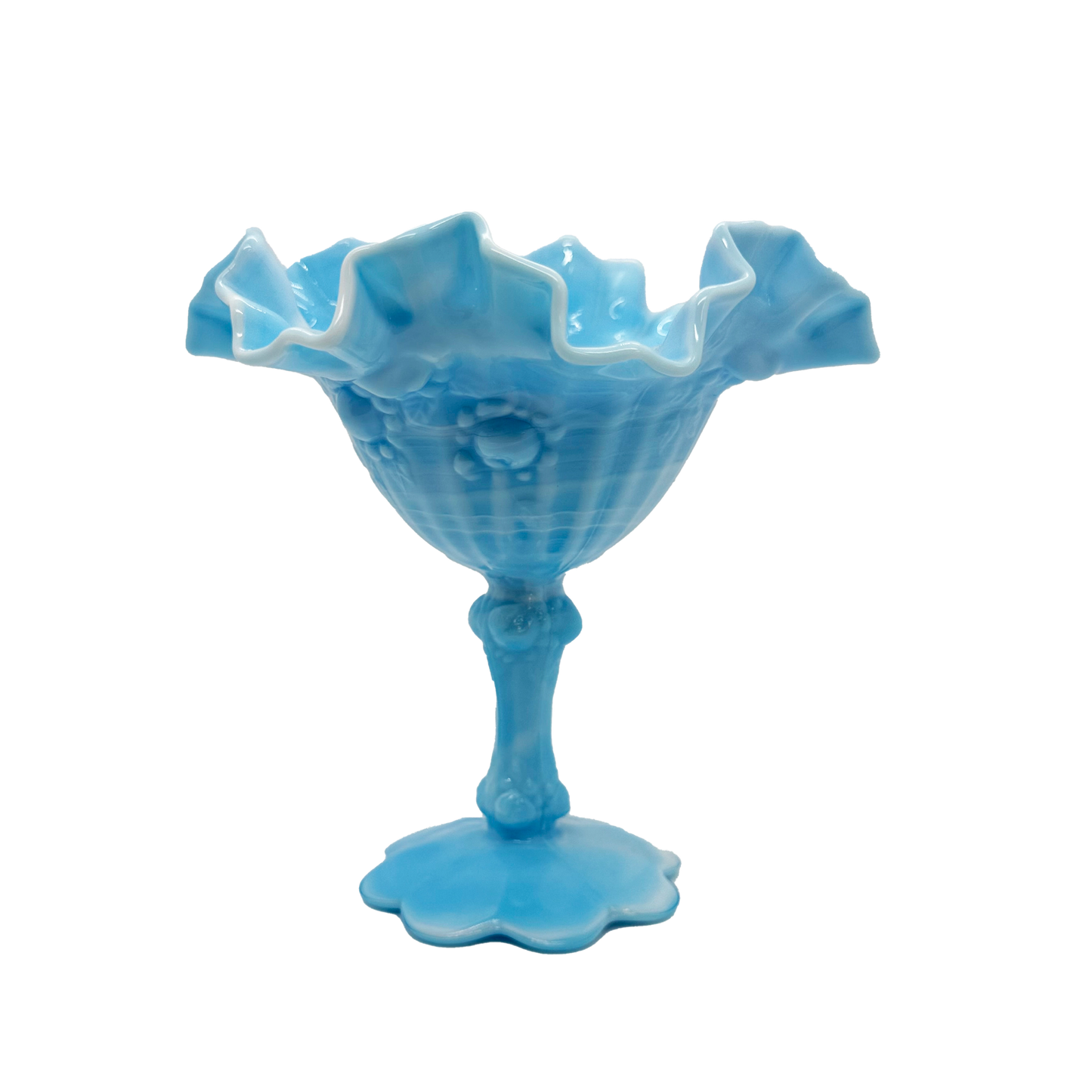 Fenton Blue Slag Milk Glass Compote