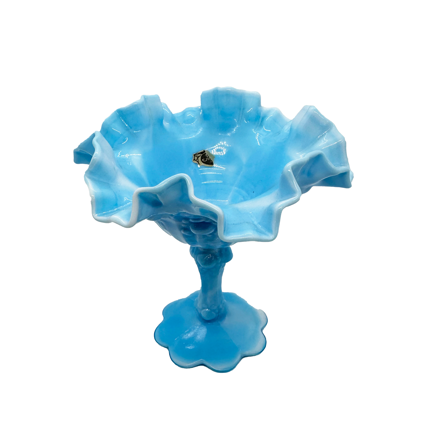 Fenton Blue Slag Milk Glass Compote