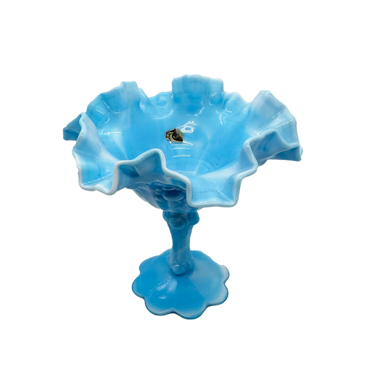 Fenton Blue Slag Milk Glass Compote