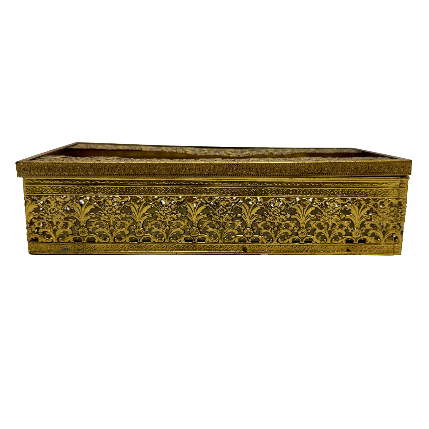 Filigree Regency Style Ormolu Tissue Box Holder