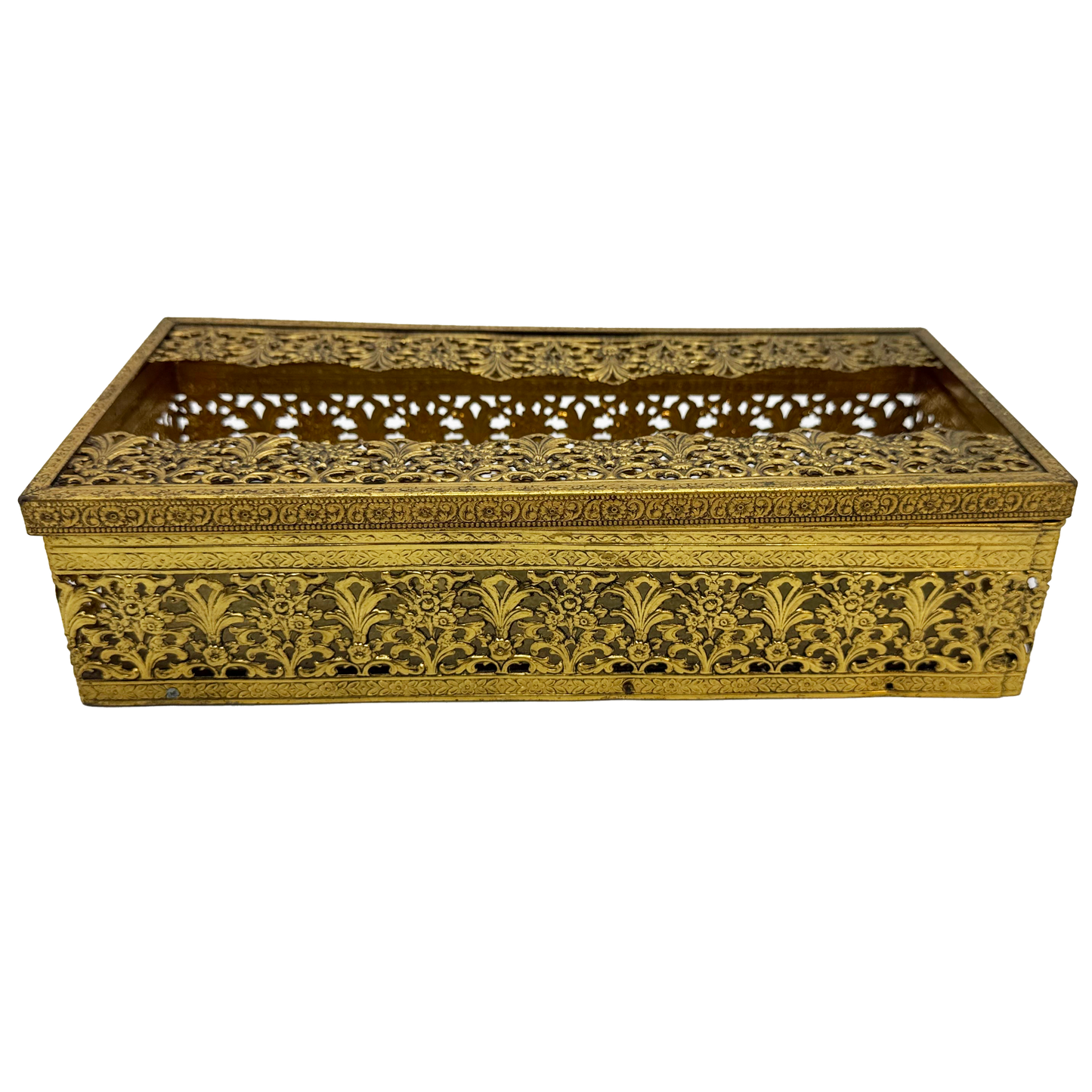 Filigree Regency Style Ormolu Tissue Box Holder