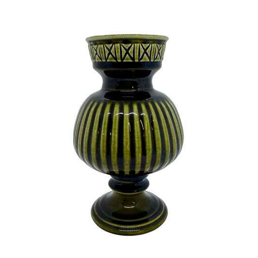 Olive Green Ribbed Vase