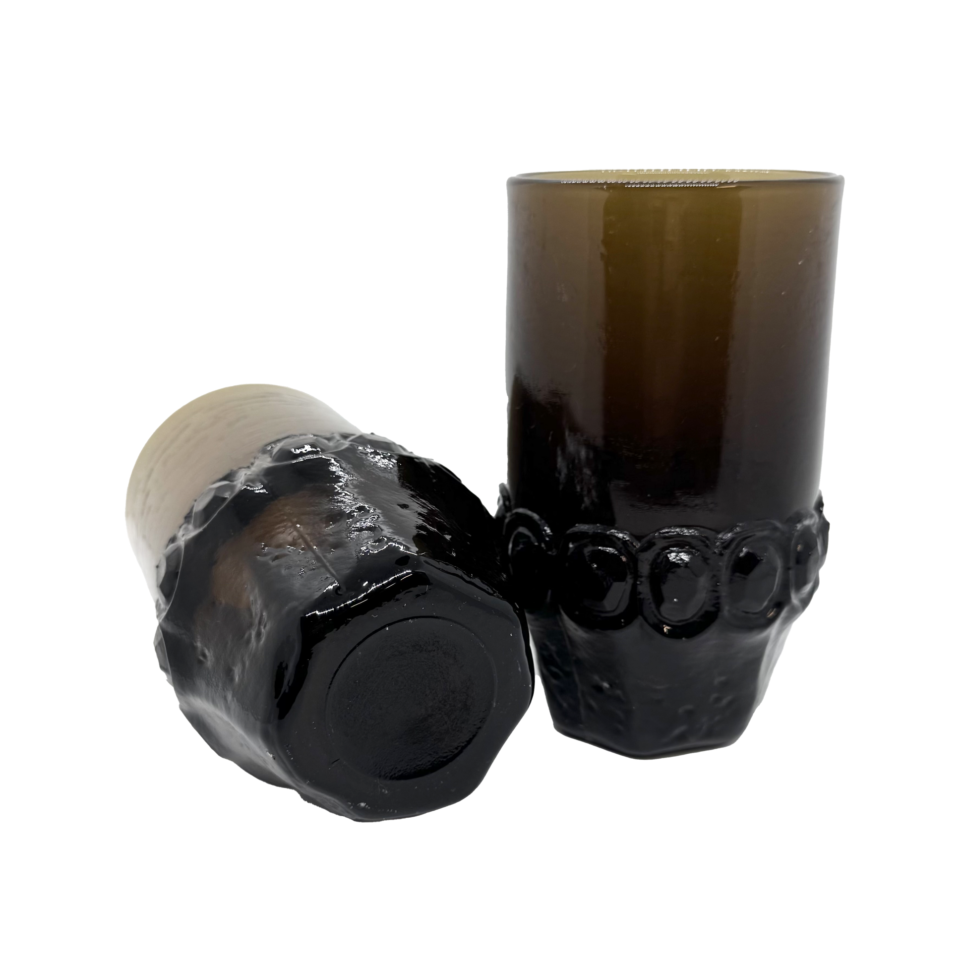 Pair of Tiffin Madeira Brown Tumblers - side and bottom