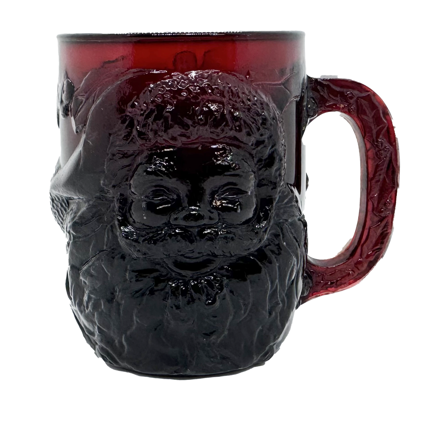 Ruby Arcoroc Santa Mug - front